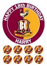 Bradford City AFC Icing Birthday Cake Topper & 8 Cupcake Toppers