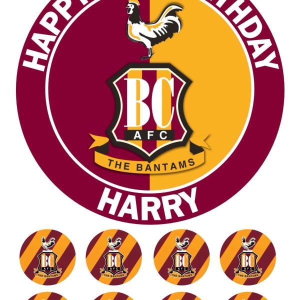 BRADFORD CITY BIRTHDAY ICING CAKE TOPPER