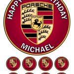 Porsche Icing Birthday Cake Topper & 8 Cupcake toppers