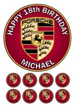 PORSCHE icing birthday cake topper