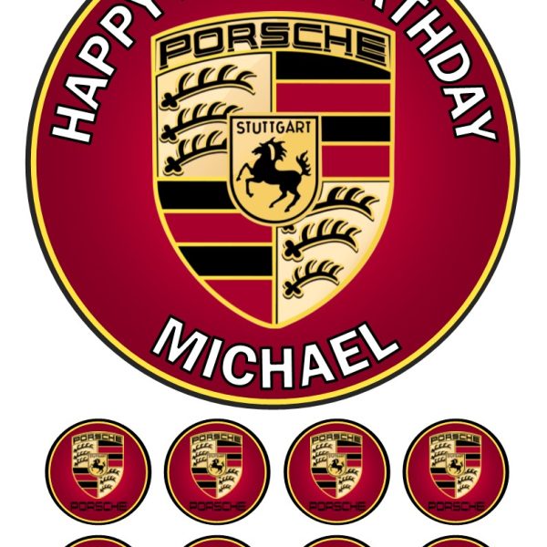 PORSCHE icing birthday cake topper