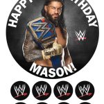 Roman Reigns WWE Icing Birthday Cake Topper & 8 Cupcake Toppers