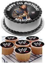 Roman Reigns icing cupcake toppers