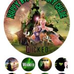 Wicked 2024 Movie Icing Birthday Cake Topper & 8 Cupcake Toppers