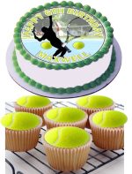 tennis court racket icing cupcake toppers