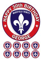 wakefield trinity rugby icing birthday CUPCAKE TOPPERS