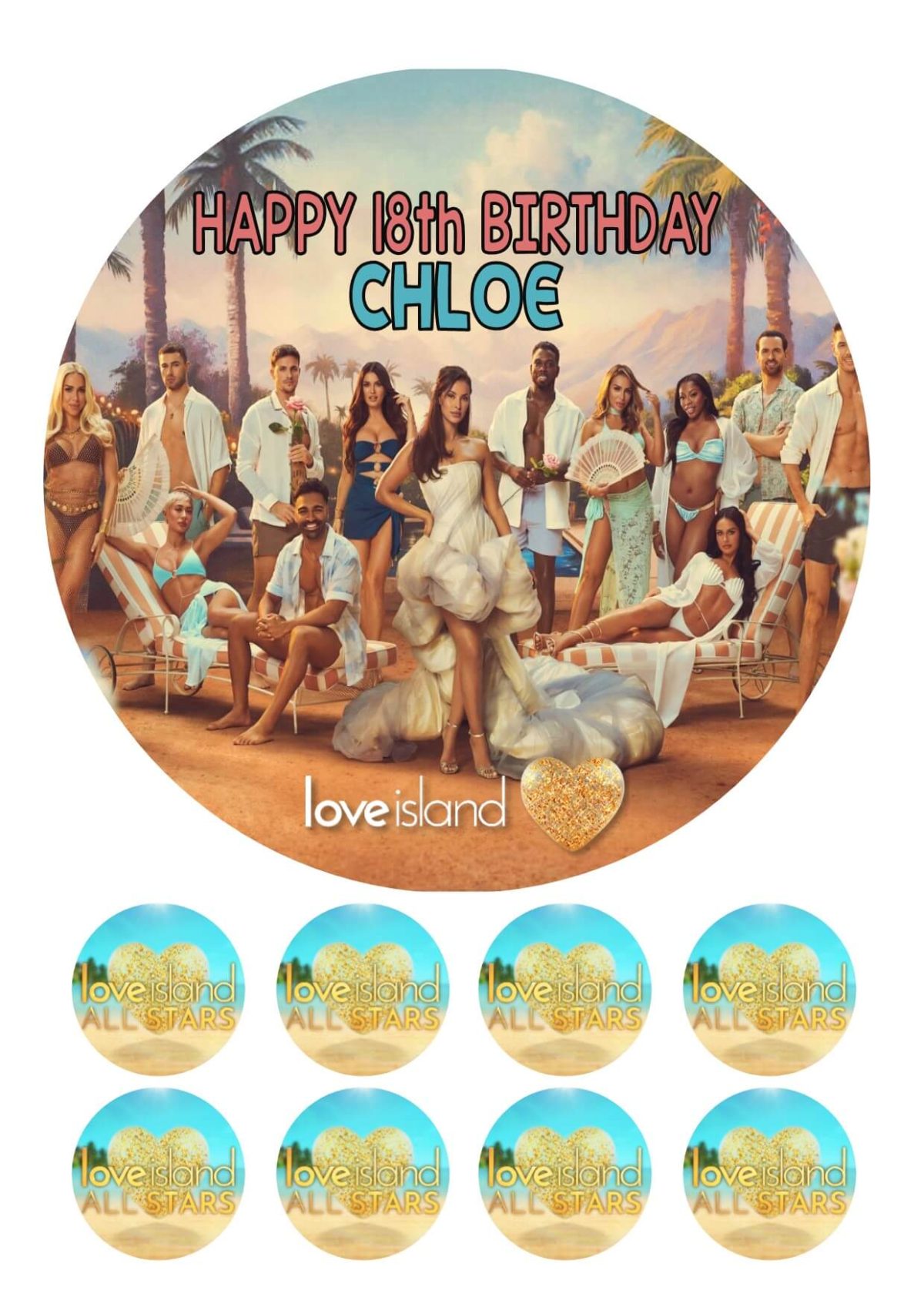 love island all stars icing cake topper