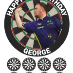 Luke Littler Darts Icing Birthday Cake Topper & 8 Cupcake Toppers