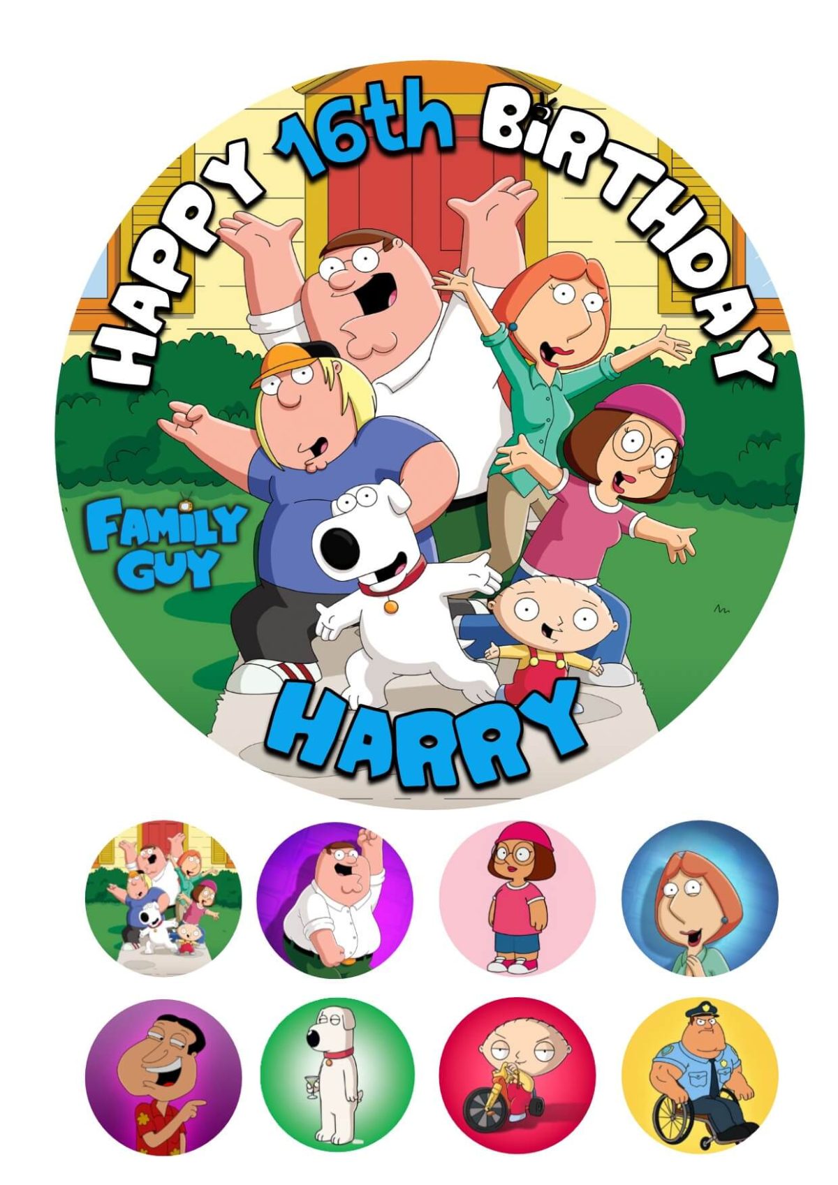 family guy birthday icing cake topper