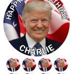 Donald Trump Icing Birthday Cake Topper & 8 Cupcake Toppers