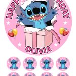 Stitch (Lilo & Stitch) Icing Birthday Cake Topper & 8 Cupcake Toppers