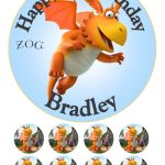 Zog Icing Birthday Cake Topper & 8 Cupcake Toppers