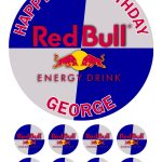 Redbull Icing Birthday Cake Topper & 8 Cupcake Toppers