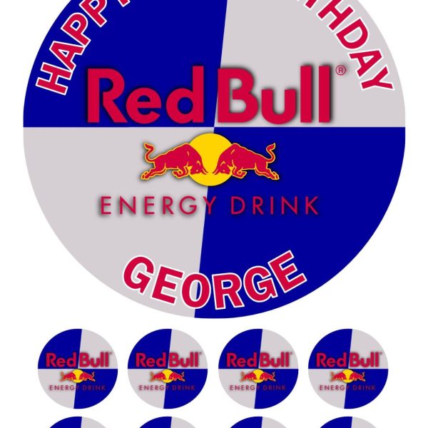 redbull icing cake topper
