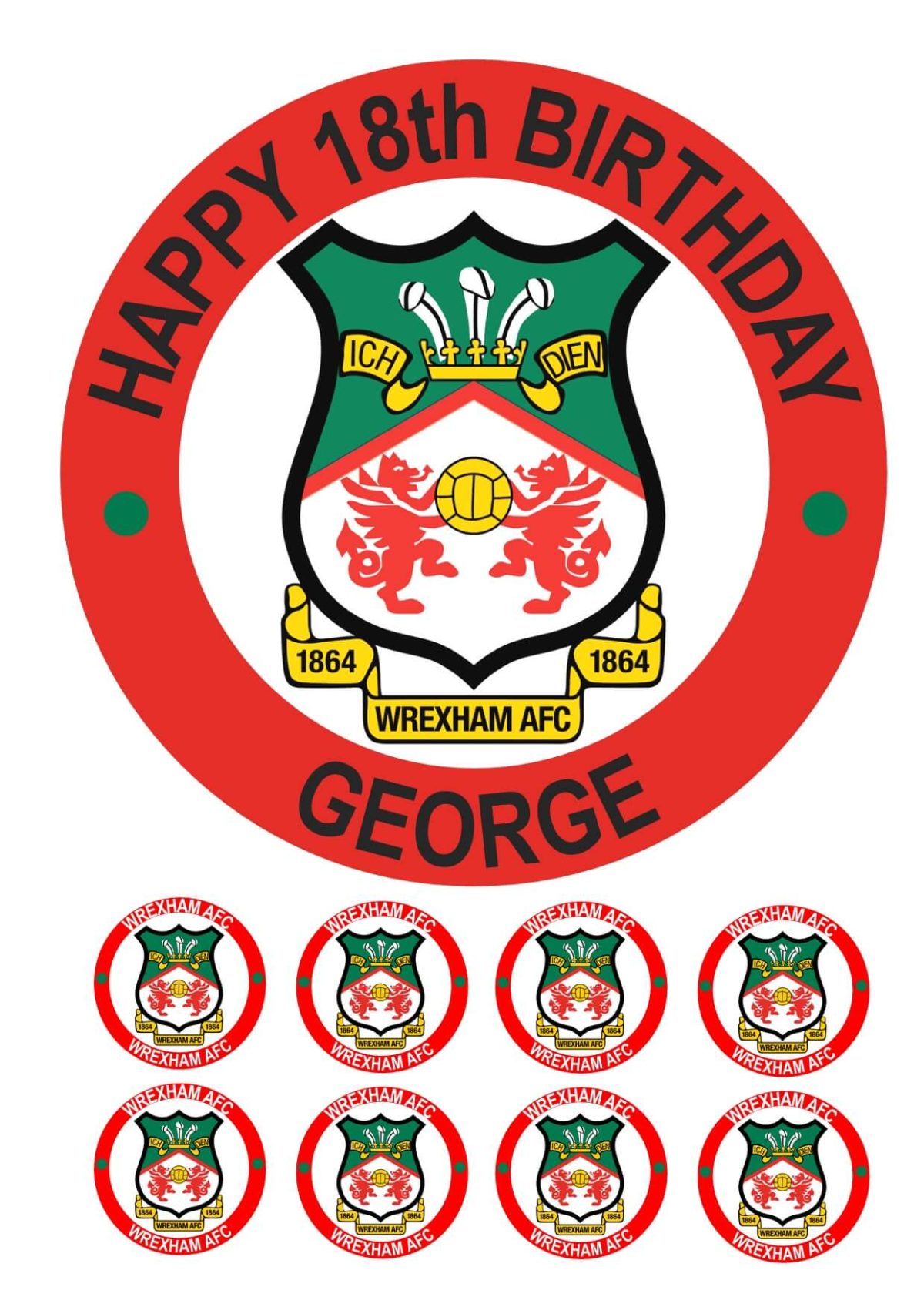 wrexham afc icing cake topper