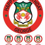 Wrexham A.F.C. Icing Birthday Cake Topper & 8 Cupcake Toppers