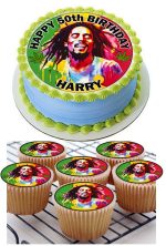 BOB MARLEY ICING BIRTHDAY CUPCAKE TOPPERS