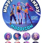 K-Pop Demon Hunters Icing Personalised Birthday Cake Topper & 8 Cupcake Toppers