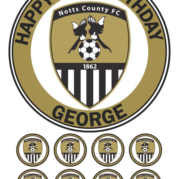 Notts County F.C. Icing Birthday Cake Topper & 8 Cupcake Toppers