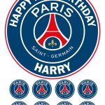 Paris Saint Germain FC PSG Icing Birthday Cake Topper & 8 Cupcake Toppers