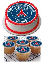 Paris Saint Germain FC BIRTHDAY ICIING CUPCAKE TOPPERS