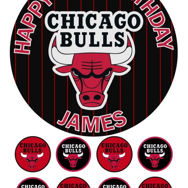 chicago bulls icing cake topper