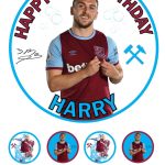 Jarrod Bowen West Ham Icing Personalised Birthday Cake Topper & 8 Cupcake Toppers