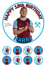 JARROD BOWEN WEST HAM BIRTHDAY ICING CUPCAKES TOPPERS