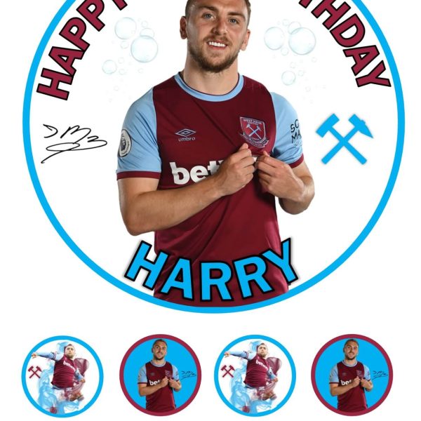 JARROD BOWEN WEST HAM BIRTHDAY ICING CUPCAKES TOPPERS