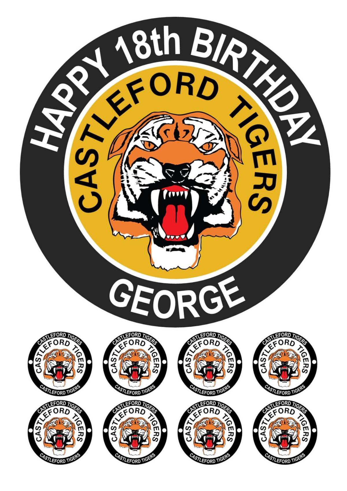 CASTLEFORD TIGERS RUGBY LEAGUE ICING CAKE TOPPER