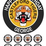 Castleford Tiger Rugby Icing Birthday Cake Topper & 8 Cupcake Toppers
