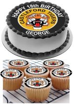 CASTLEFORD TIGERS RUGBY LEAGUE CUPCAKE TOPPERS