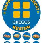 Greggs Icing Personalised Birthday Cake Topper & 8 Cupcake Toppers