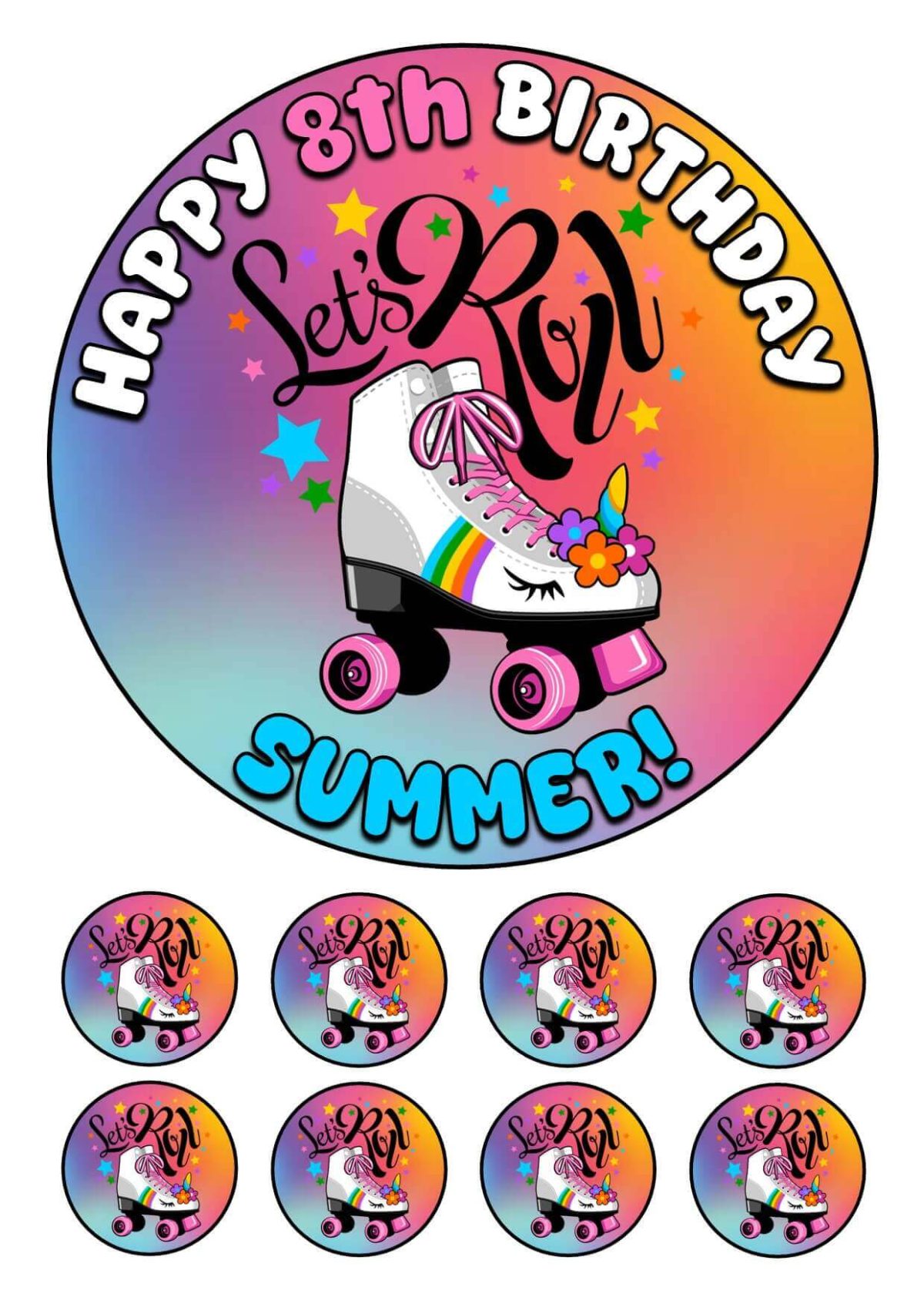 ROLLER SKATES BIRTHDAY CUPCAKES