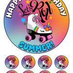 Roller Skates Icing Personalised Birthday Cake Topper & 8 Cupcake Toppers