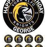 York Knights Rugby Icing Personalised Birthday Cake Topper & 8 Cupcake Toppers