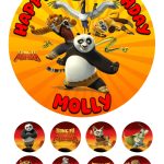 Kung Fu Panda Icing Personalised Birthday Cake Topper & 8 Cupcake Toppers