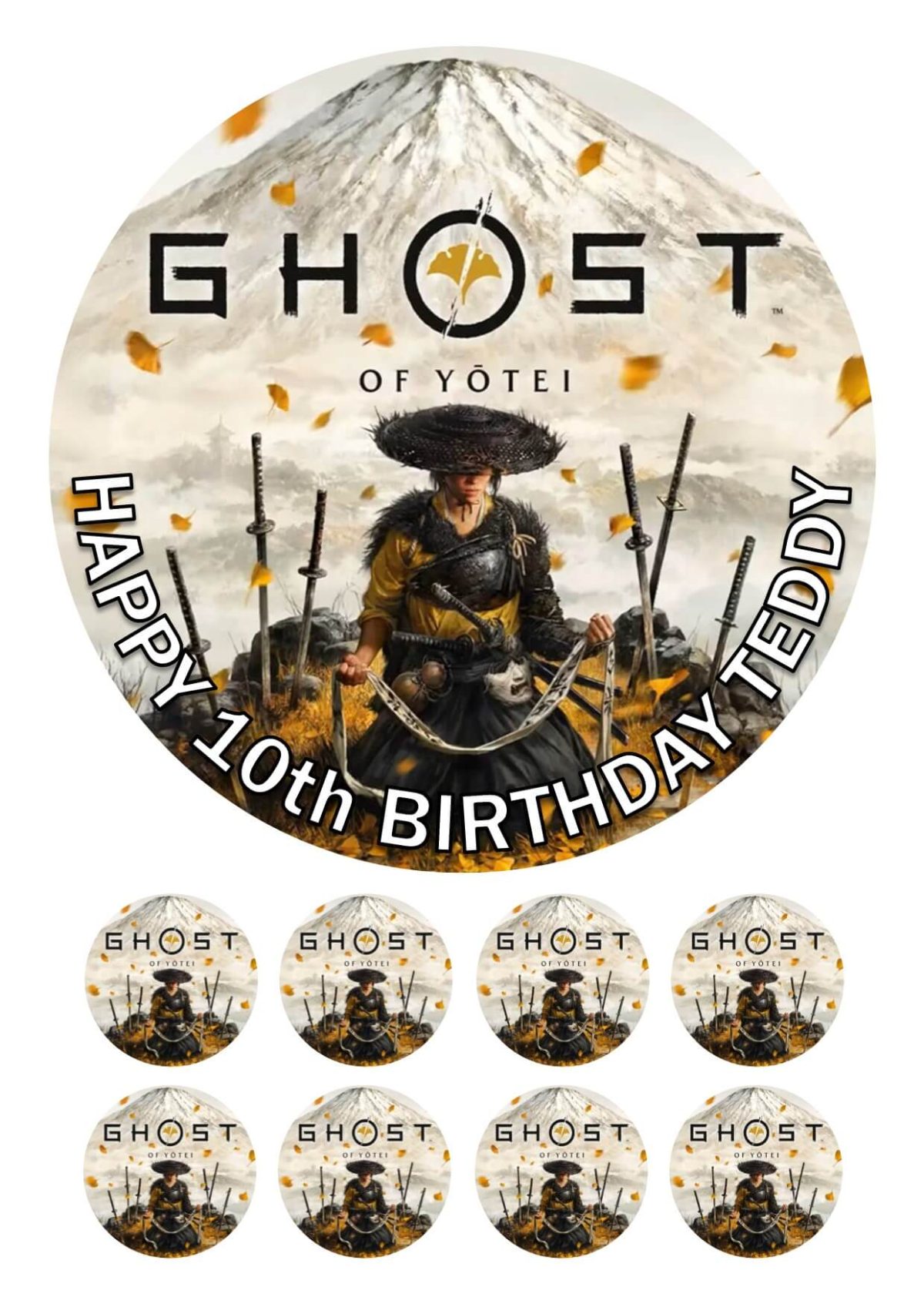 ghost of yotei icing cake topper cupcakes birthday
