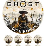 Ghost Of Yotei PS5 Game Icing Personalised Birthday Cake Topper & 8 Cupcake Toppers