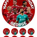 Liverpool FC Players Icing Personalised Birthday Cake Topper & 8 Cupcake Toppers