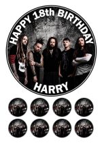 Personalised Korn Birthday Cake Topper and 8 Matching Cupcake Toppers