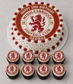 Personalised Middlesbrough FC Birthday Cake Topper and 8 Cupcake Toppers