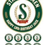 Staropramen Icing Personalised Birthday Cake Topper & 8 Cupcake Toppers