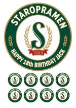 Staropramen Cake Topper Personalised Birthday Cake Topper and Cupcake Toppers