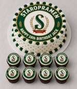 Staropramen Cake Topper Personalised Birthday Cake Topper and 8 Cupcake Toppers
