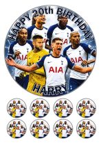 Personalised Tottenham Hotspur Cake Topper & 8 Cupcake Toppers