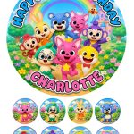 Personalised Pinkfong Hogi and Jeni Edible Cake Topper With 8 Cupcake Toppers