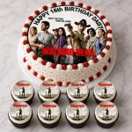 Matching round icing toppers with individual character portraits from The Walking Dead.