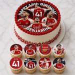 declan rice birthday icing cake topper and cupcakes