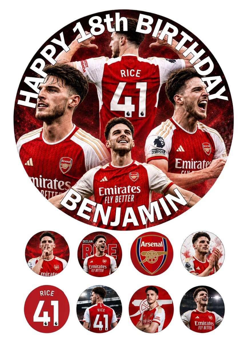 DECLAN RICE Declan Rice Arsenal Cake Topper personalised edible icing sheet